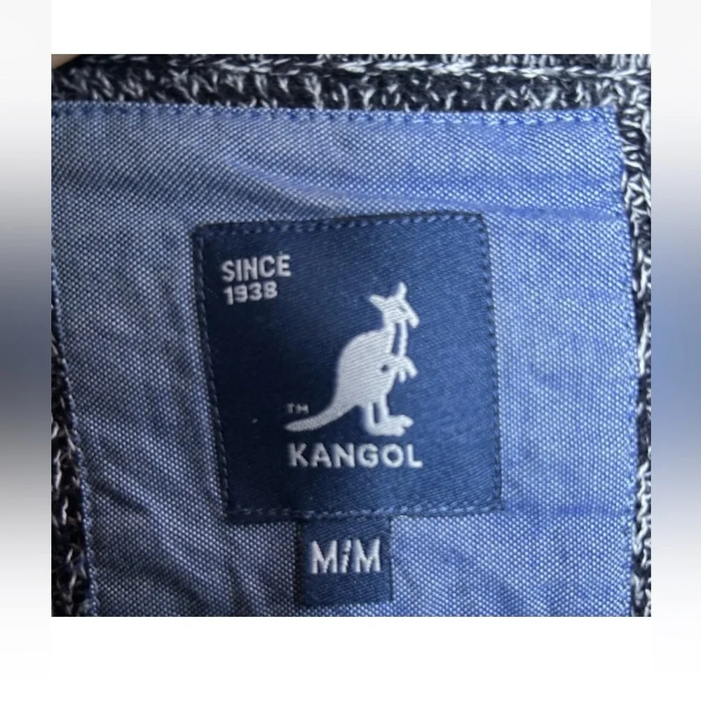KANGOL Two Tone Fitted Pullover Crewneck Men's Sweater Size Medium Blue/White
